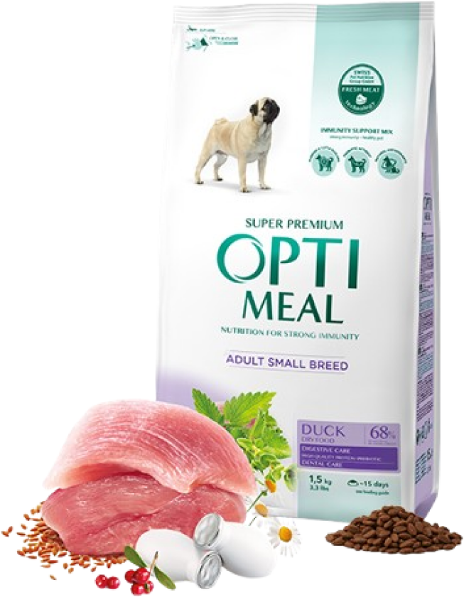 Bilde av Complete dry pet food for adult dogs of small breeds - duck 1,5 kg - Hund - Hundefôr - Tørrfôr - Optimeal