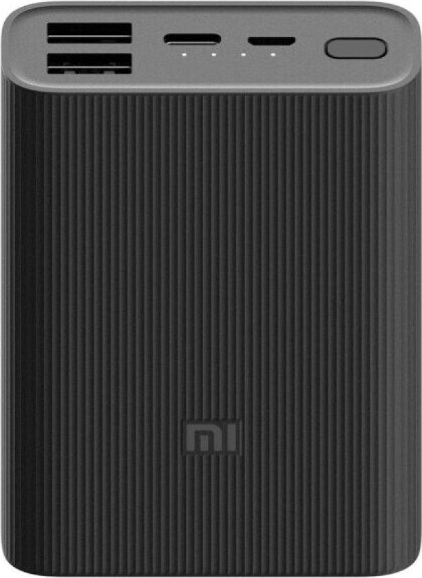 Xiaomi Mi Power Bank 3 Ultra Compact - Powerbank - 10 000 mAh - 3 utgangs-stikkforbindelser (2 x USB, USB-C)