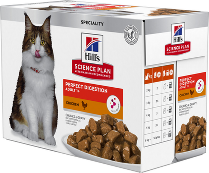 Adult Perfect Digestion Chicken Pouch - Wet Cat Food 12 x 85 g - Pouch - Katt - Kattefôr - Våtfôr - Hills Science Plan
