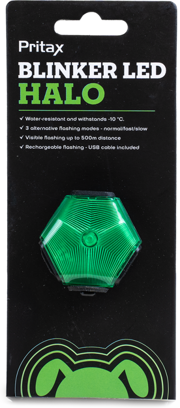 Blinkende LED-halo, 5 cm, grønn - Hund - Utstyr - Refleks - Pritax