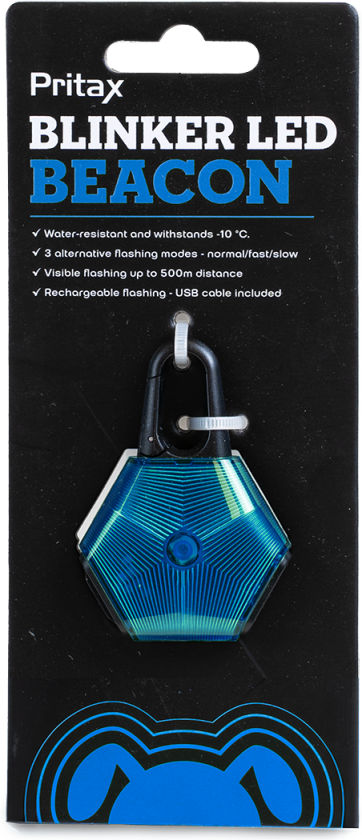 Blinkende LED-fyr, 5x6,5 cm, blå - Hund - Utstyr - Refleks - Pritax