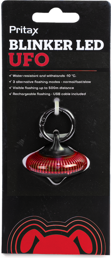 Blinkende LED UFO, 5x6,5cm, rød - Hund - Utstyr - Refleks - Pritax