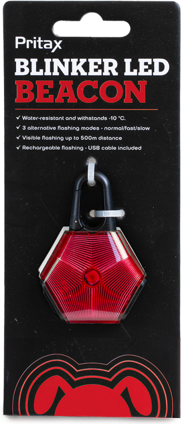Blinklys LED, 5x6,5cm, rød - Hund - Utstyr - Refleks - Pritax
