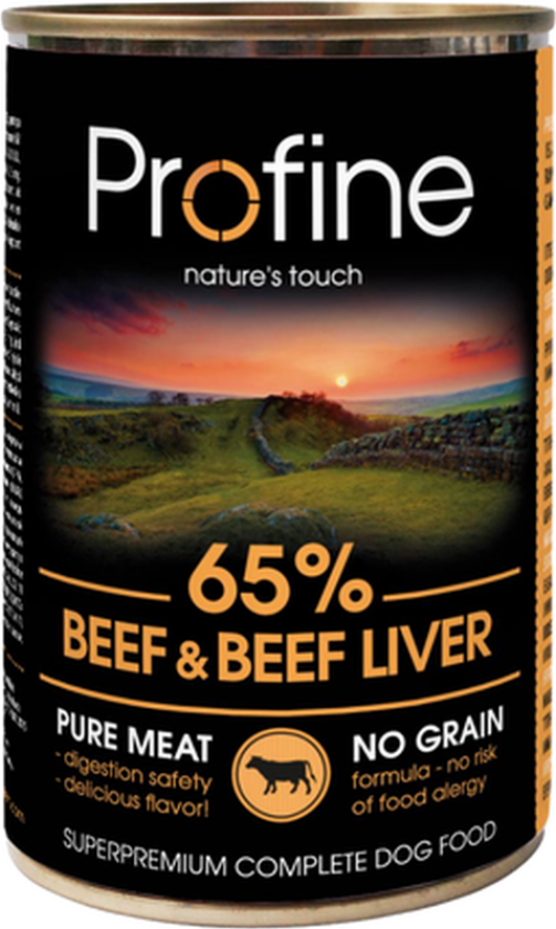 Våtfôr for hund, boks 65 % storfekjøtt med lever 400 g - Hund - Hundefôr - Våtfôr - Profine