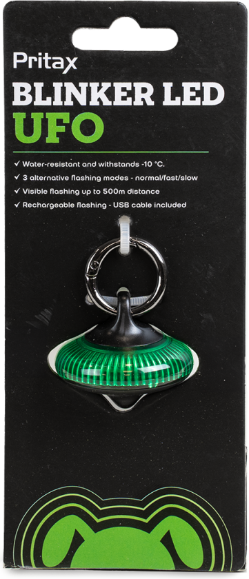 Blinkende LED UFO, 5x6,5cm, Grønn - Hund - Utstyr - Refleks - Pritax