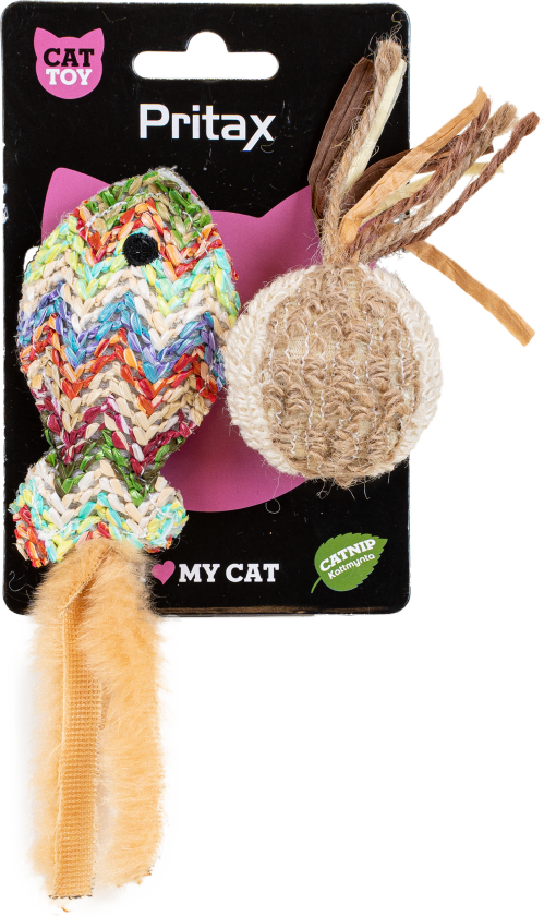 Kattelek Natural Squeegee, 16x5x1,5cm, flerfarget - Katt - Halsbånd og seler - Seler - Pritax