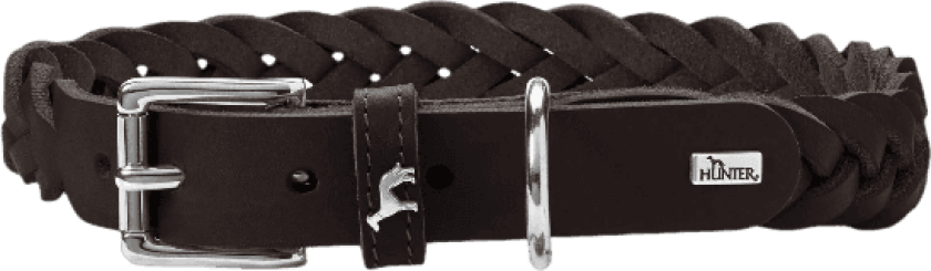Dog Collar Solid Education Special Cow Leather Dark Brown M 55cm - Hund - Halsbånd og seler - Hunter