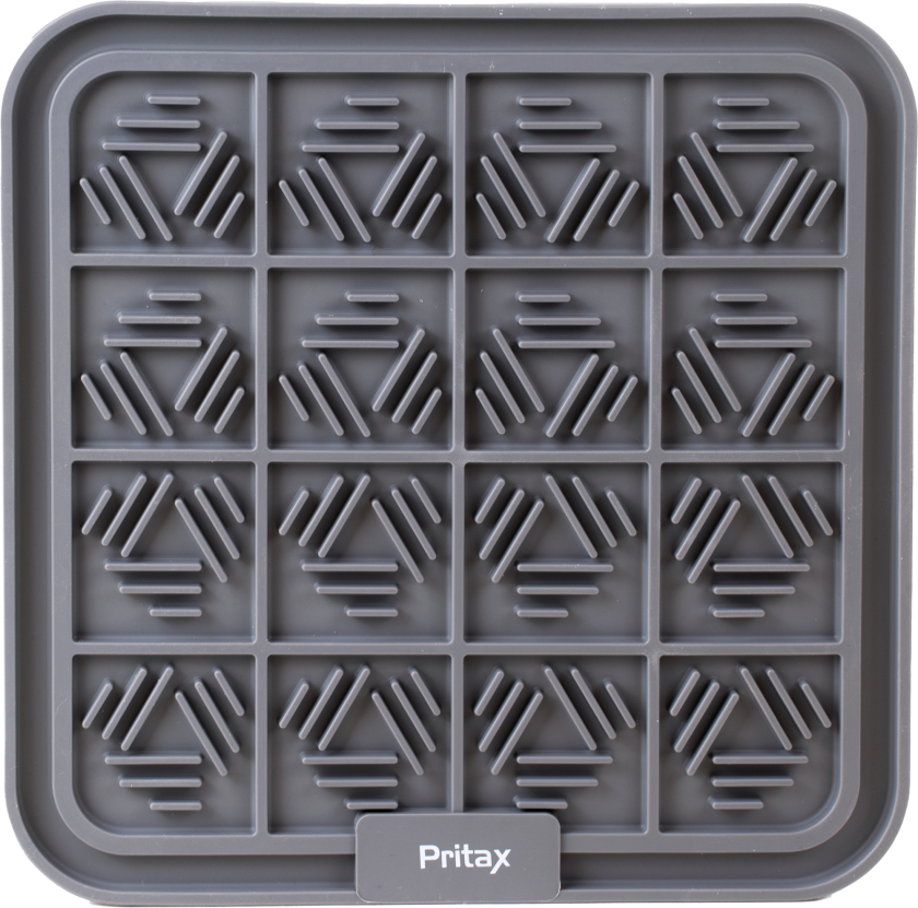 Slikkematte Square, 20x20cm, Grå - Hund - Utstyr - Skåler og flasker - Pritax