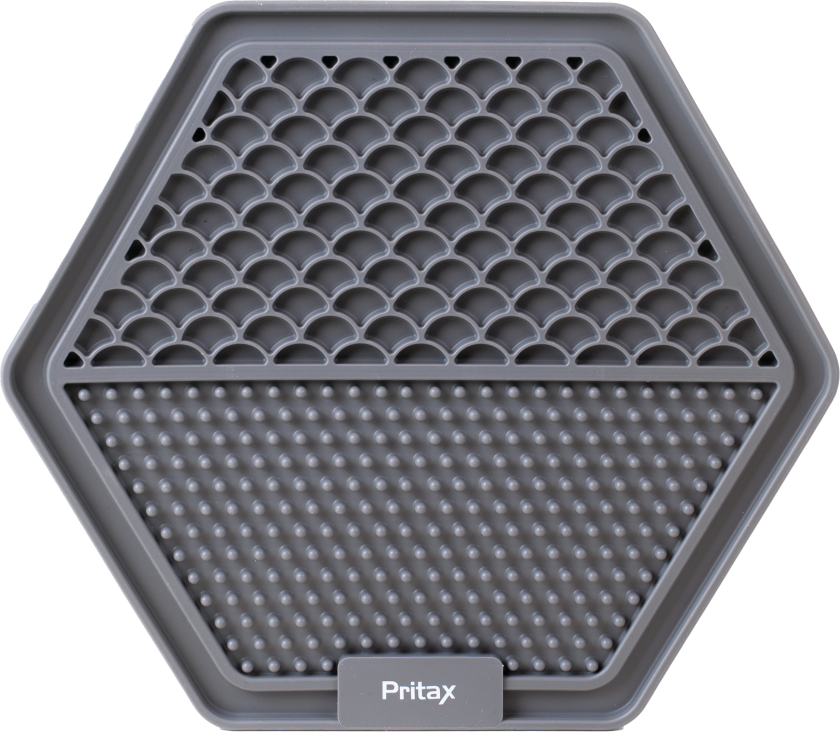 Slikkematte Hexagon, 22 cm, grå - Hund - Utstyr - Skåler og flasker - Pritax