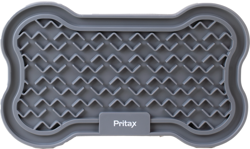 Slikkematte Bone, 22x13cm, Grå - Hund - Utstyr - Skåler og flasker - Pritax