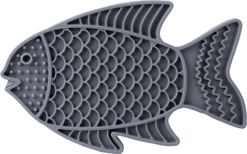 Slikkematte Fisk, 22x13cm, Grå - Hund - Utstyr - Skåler og flasker - Pritax
