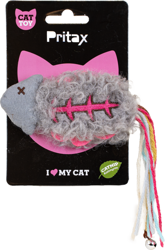 Katteleke Fishbone Olle, 20x6x1,5cm, flerfarget - Katt - Halsbånd og seler - Seler - Pritax