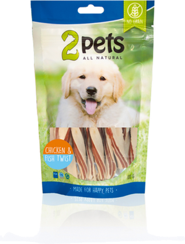 Dogsnack Chicken & Fish Twist - Hundegodbiter 100 g - Hund - Hundesnacks - Tygg og tyggebein - 2 pets