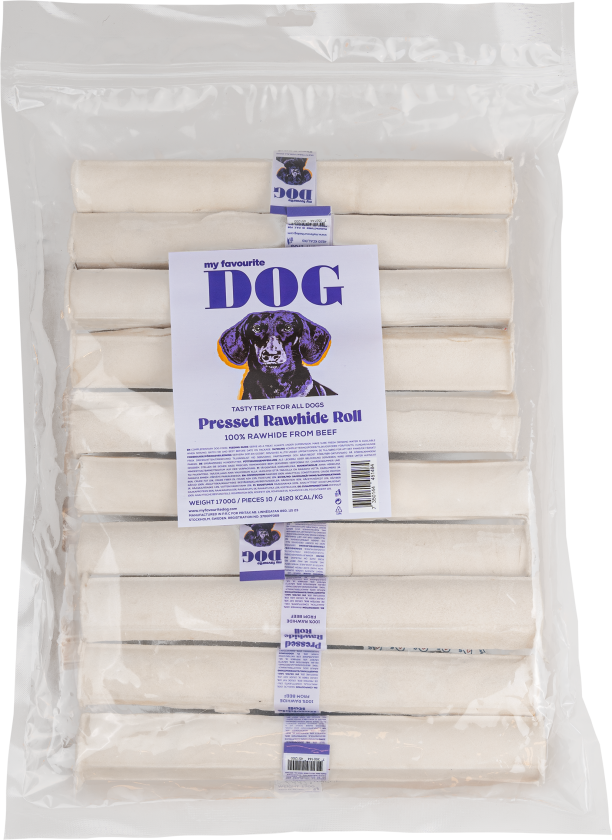 Presset råhud tyggerull 25 cm, 10-pakning - Hund - Hundesnacks - My favourite DOG