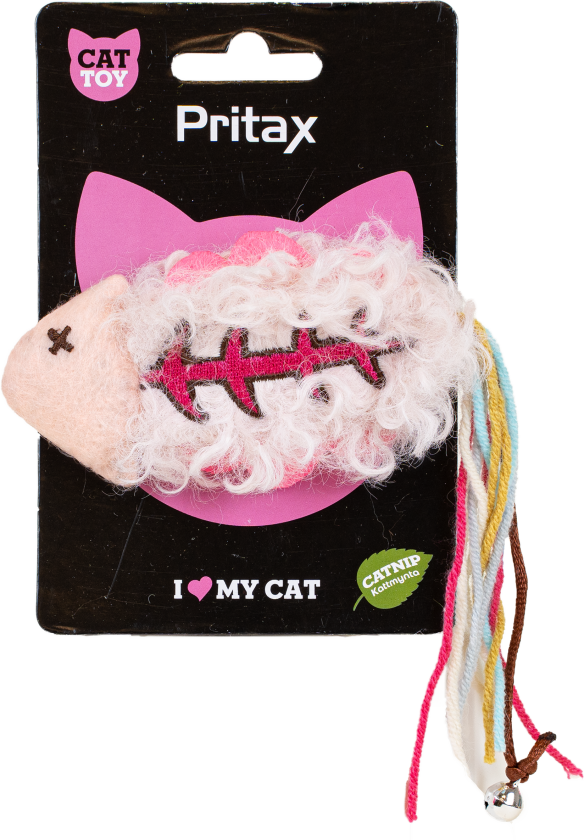 Katteleke Fishbone Ursula, 20x6x1,5cm, flerfarget - Katt - Halsbånd og seler - Seler - Pritax