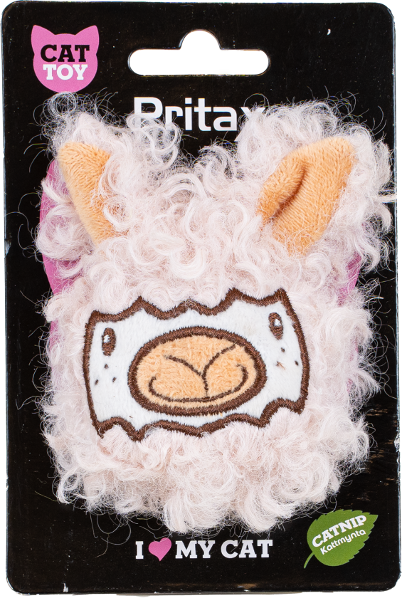 Katteleketøy alpakkahode Anna, 8x11x2,5cm, Flerfarget - Katt - Halsbånd og seler - Seler - Pritax