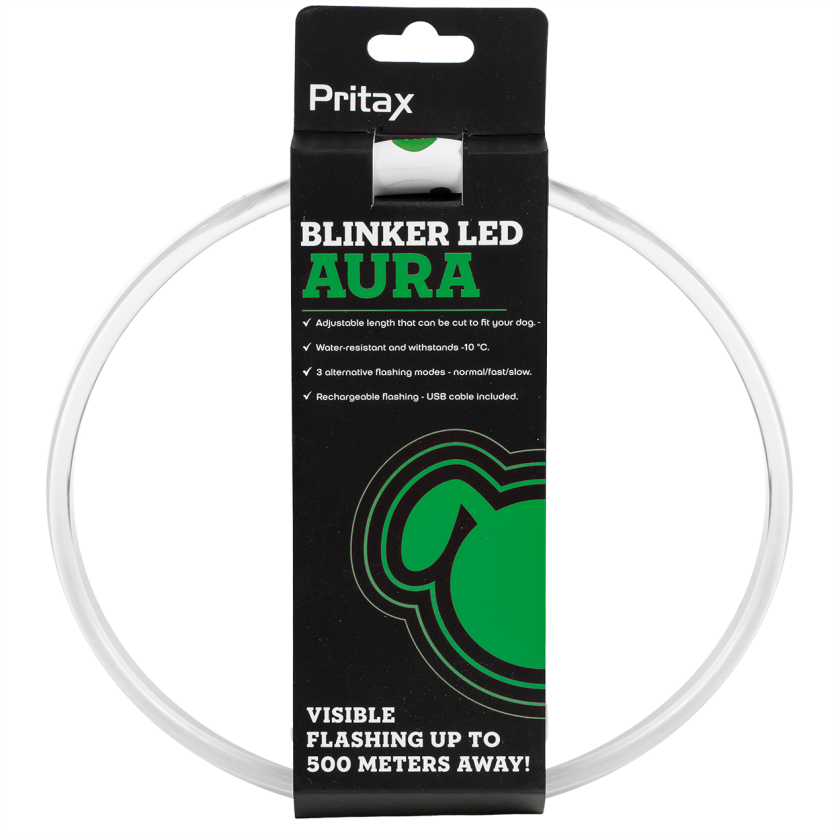 Blinkende krage LED Aura, 8 mm, 35-60 cm, grønn - Hund - Utstyr - Refleks - Pritax