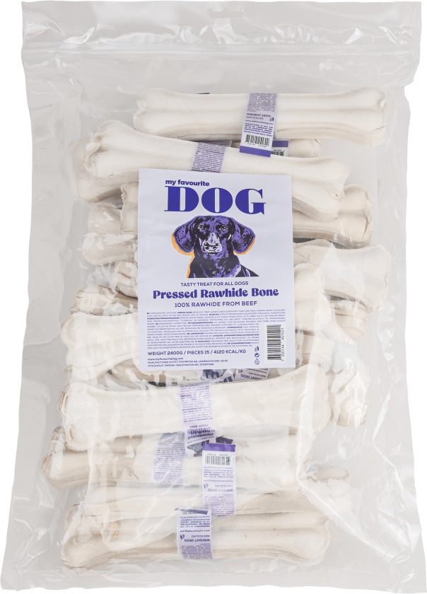 Presset tyggebein av råhud 21 cm, 15-pakning - Hund - Hundesnacks - My favourite DOG