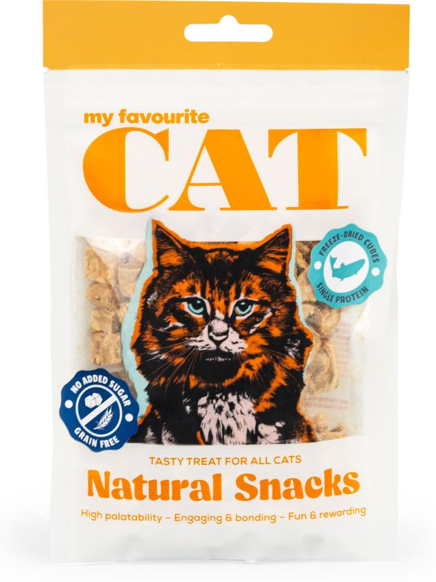 Frysetørket laks i terninger 30 g - Katt - Kattesnacks - My favourite CAT