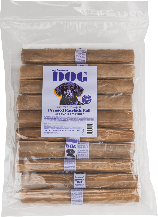 Bilde av Presset tyggerull av råhud - Naturell 25 cm, 10-pakning - Hund - Hundesnacks - My favourite DOG
