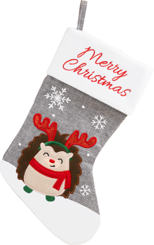 Julestrømpe Gabriel, 40x26cm, Grå - Hund - Hundeleker - Tøy- og plysjleker til hund - Pritax