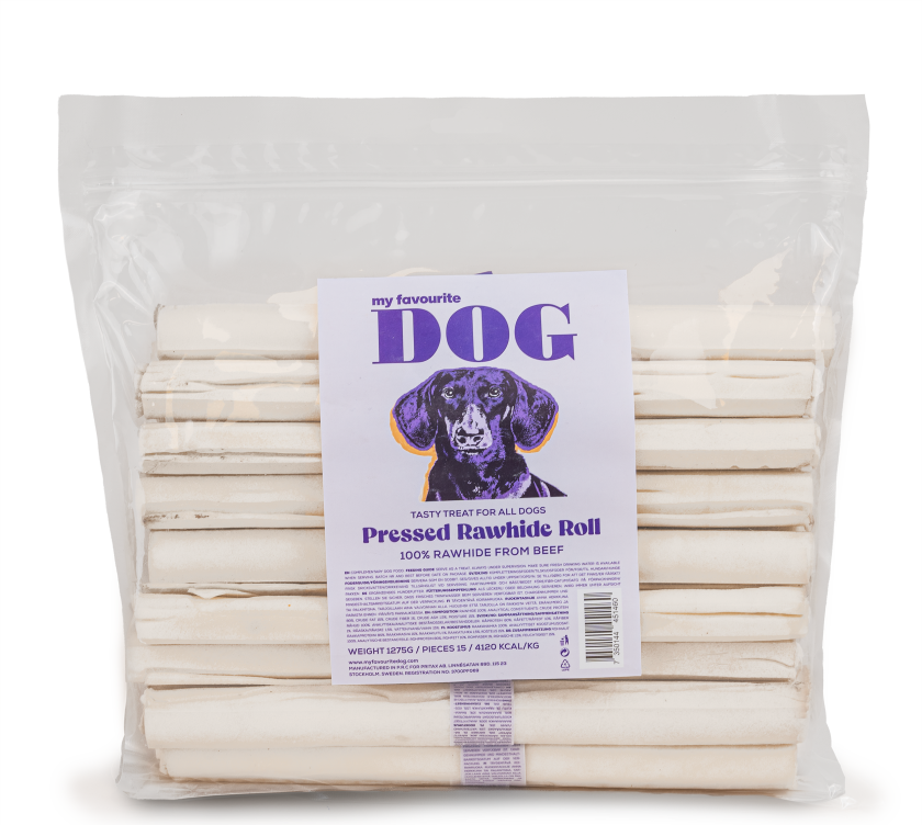 Presset råhud tyggerull 25 cm, 15-pakning - Hund - Hundesnacks - My favourite DOG