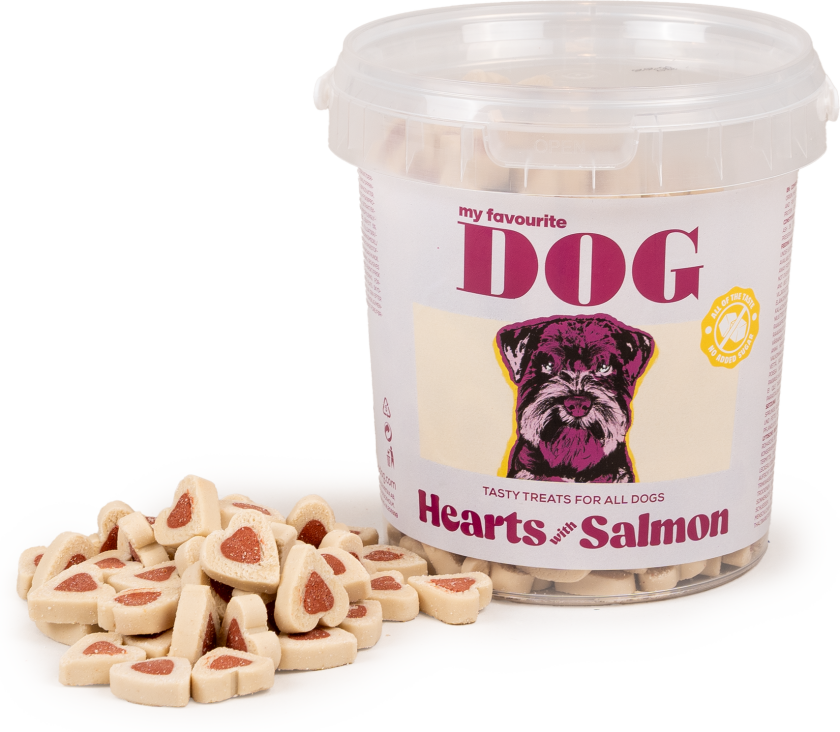 Hjerter med laks 500 g - Hund - Hundesnacks - Tygg og tyggebein - My favourite DOG