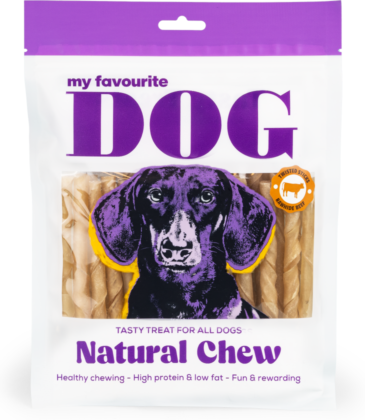 Tvunnet råskinnspinner - Natural 12,5 cm, 300 g, 30-pk - Hund - Hundesnacks - My favourite DOG