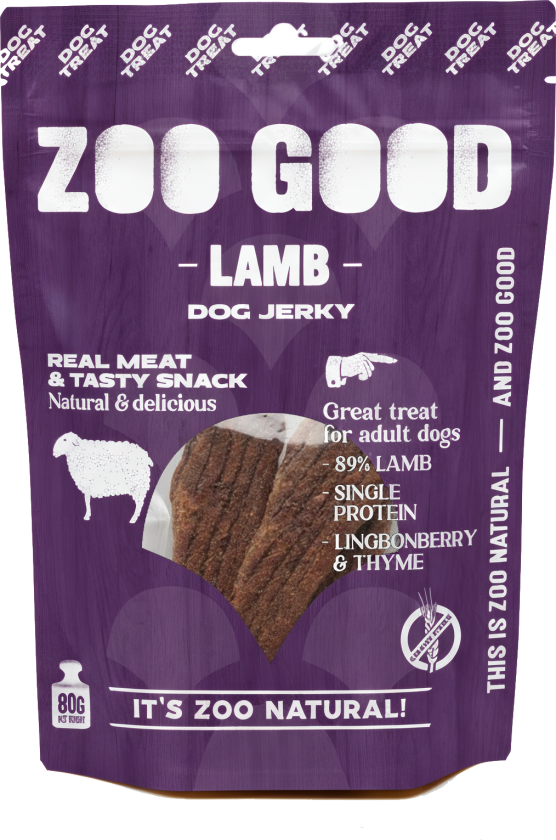 Dog Jerky - Lamb 80g - Hund - Hundesnacks - Tygg og tyggebein - ZOO GOOD