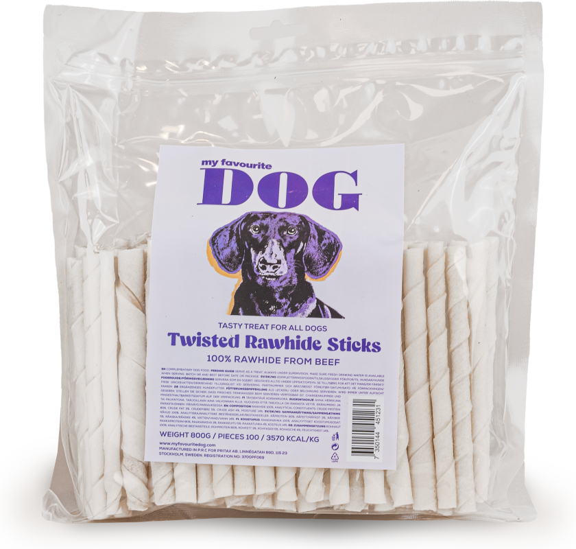 Tvunnet råskinnspinner 12,5 cm, 800 g, 100-pk - Hund - Hundesnacks - My favourite DOG