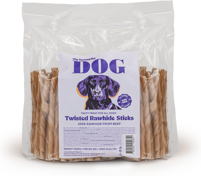 Tvunnet råskinnspinner - Natural 12,5 cm 1000 g 100-pk - Hund - Hundesnacks - My favourite DOG