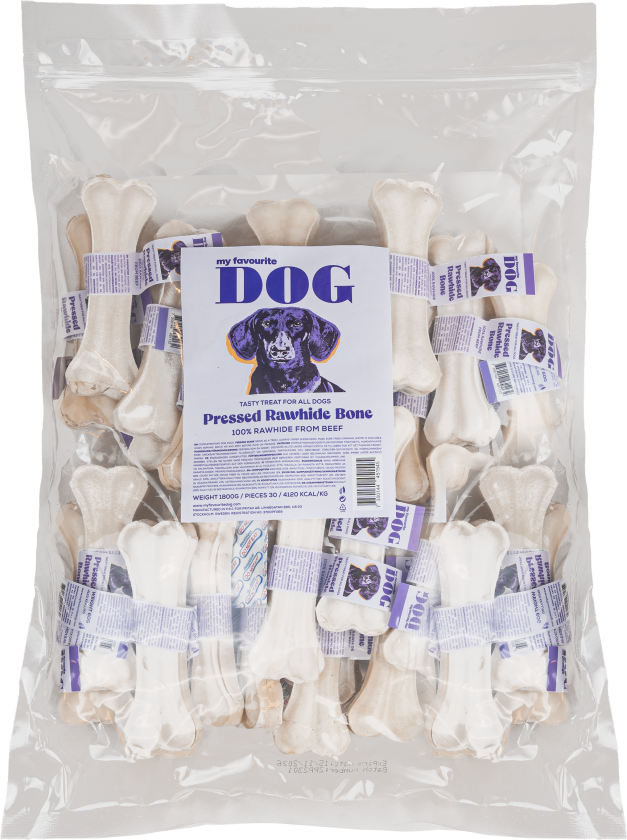 Presset tyggebein av råhud 12,5 cm, 30-pakning - Hund - Hundesnacks - My favourite DOG