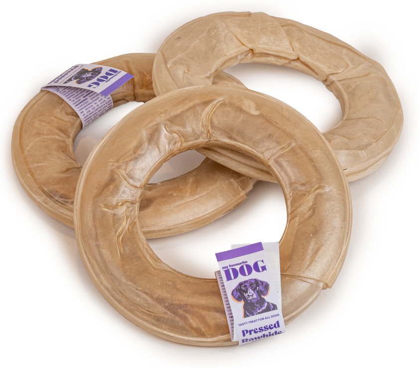 Presset ring av råskinn - naturlig 15 cm - Hund - Hundesnacks - My favourite DOG