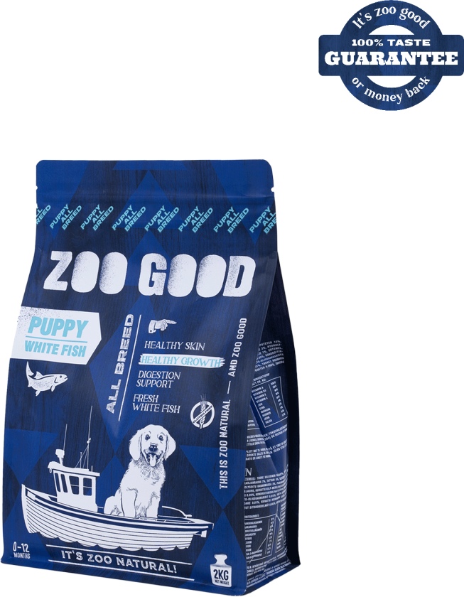 White Fish Skin & Hair Puppy Alle Raser 2 kg - Hund - Hundefôr - Tørrfôr - ZOO GOOD