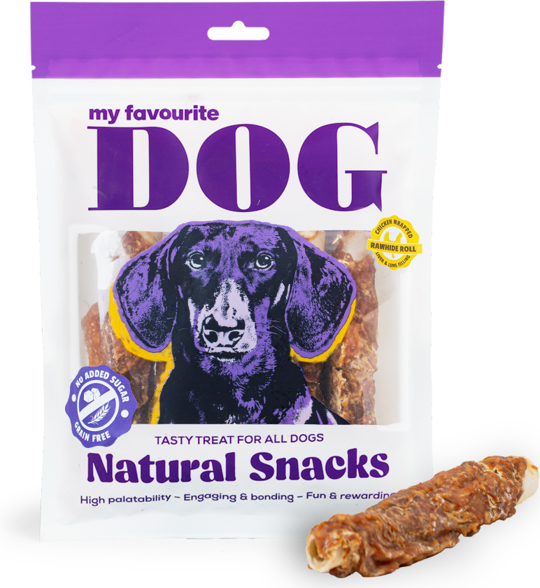 Rulle i kyllinginnpakning med lever- og lungefyll 12 cm, 6-pakning, 360g - Hund - Hundesnacks - My favourite DOG