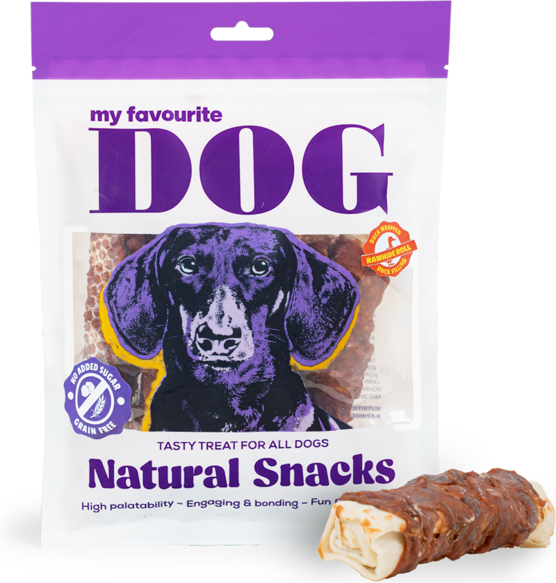 Andeinnpakket råhud med andefyll 12 cm, 6-pakning, 360g - Hund - Hundesnacks - My favourite DOG