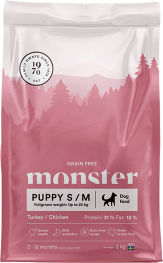 Dog Grain Free Puppy S/M Lamb/Duck 2 kg - Hund - Hundefôr & hundemat - Tørrfôr for hund - Monster Pet Food