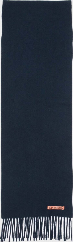Bilde av Scarf Fringe Wool Skinny Navy ONESIZE