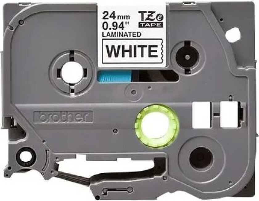Tape 24mm Tze-sl251 Selvlaminert Svart/hvit