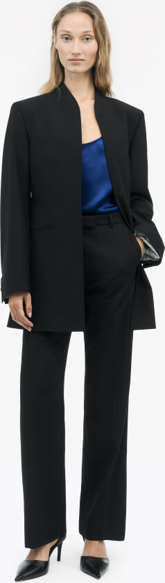 Everly Black Collarless Blazer