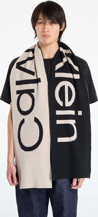Skjerf Calvin Klein Bold Logo 2-Tone Wool Scarf Black Universal