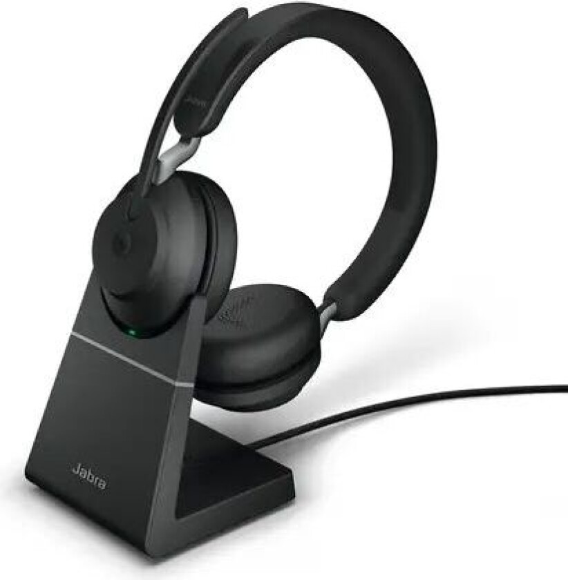 Evolve2 65 Ms With Stand Hodesett Usb-c Via Bluetooth-adapter Optimert For Ms Teams Stereo Svart