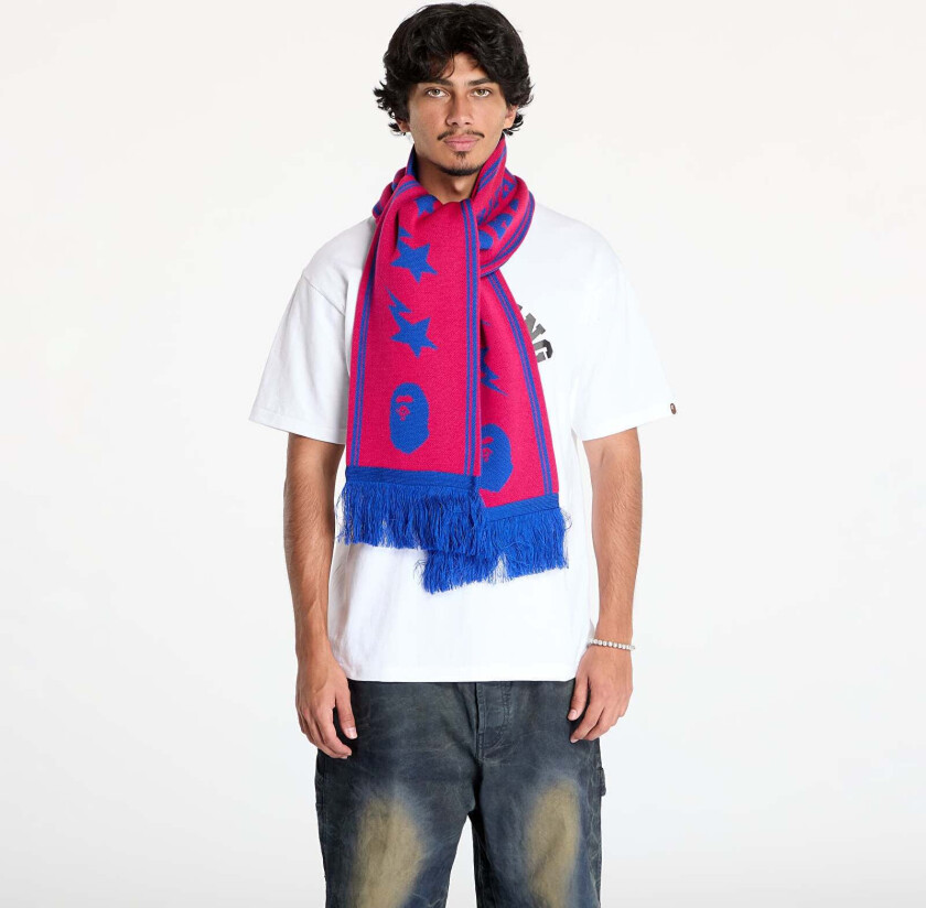 Skjerf A BATHING APE Jacquard Bape Logo Long Scarf M Pink Universal