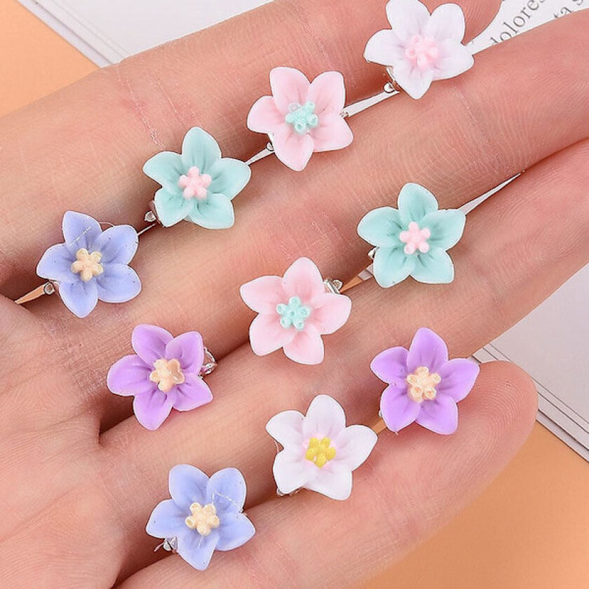 10 stk 5 farger blomsterhårnåler - mini blomsterhårnåler, liljehårnåler, jenter bryllupsdekorasjon rhinestones hårnåler
