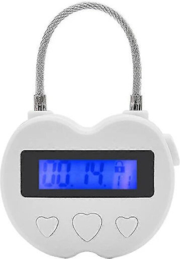 Smart Tidslås LCD-skjerm Tidslås Multifunksjonell Elektronisk Timer, Vanntett USB Oppladbar Midlertidig Timer Hengelås hvit