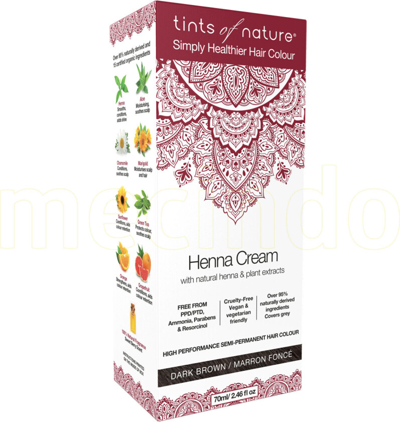 Henna Hårfarge Krem Dark Brown - 70 ml
