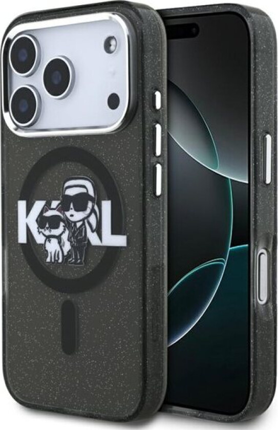 IML Glitter Karl & Choupette Sketch Logo MagSafe-etui for iPhone 17 Pro - Svart