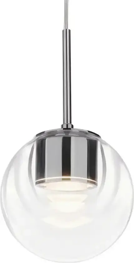 Dew LED-hengelampe, kromfarget, 1 lyskilde, Ø 11 cm