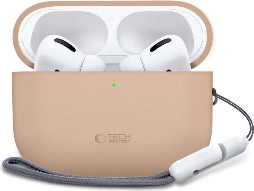 Apple AirPods Pro (3. Gen) Tech-Protect Silikondeksel med Stropp - Beige