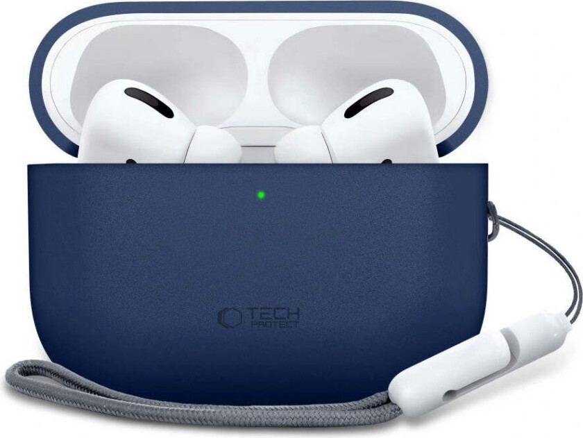 Apple AirPods Pro (3. Gen) Tech-Protect Silikondeksel med Stropp - Mørk Blå